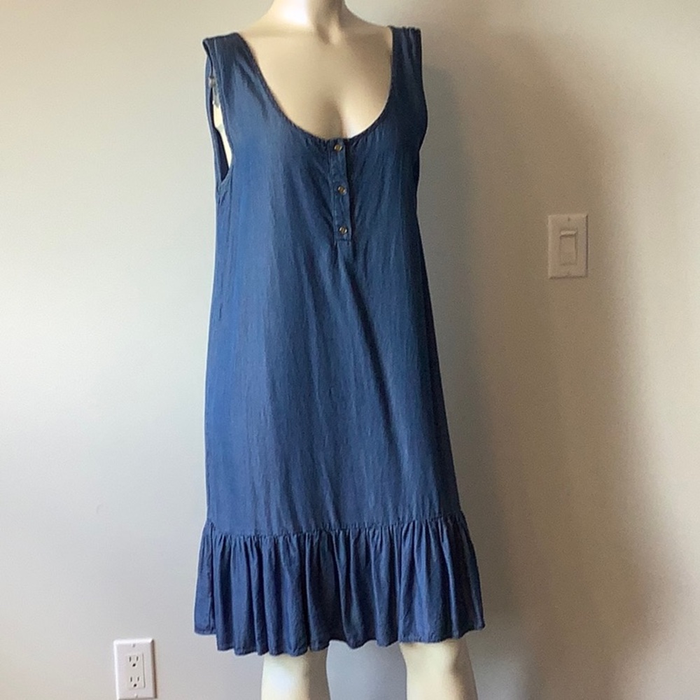 Culture Blue Sleeveless Ruffle Hem Dress, Large - FTTS with